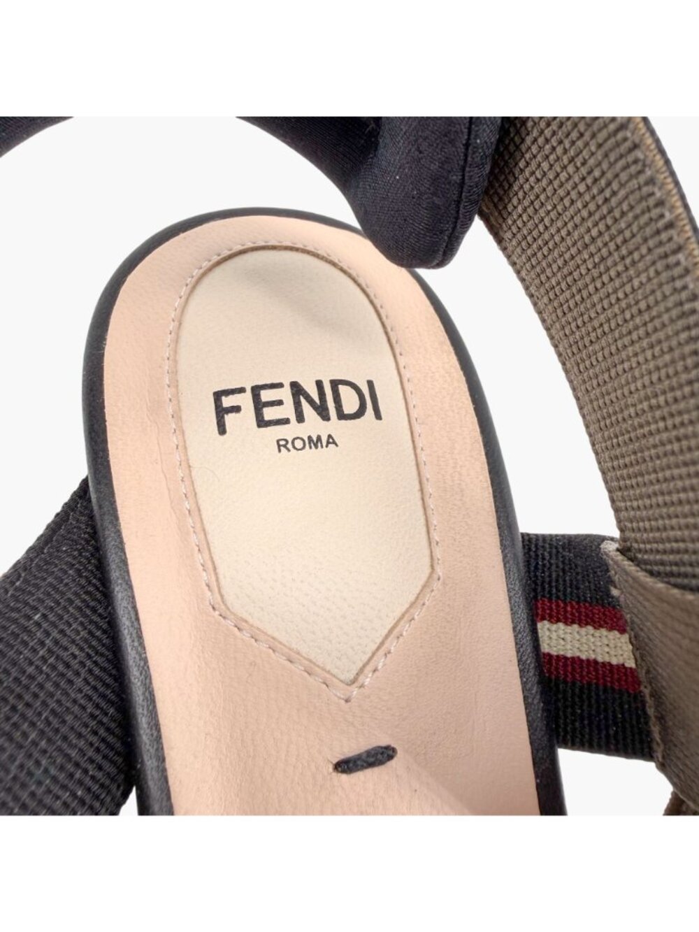 Fendi Colibri FF Mesh Slingback Pumps Heels Brown Zucca Size 37.5 US 7.5 Women’s - Picture 14 of 14